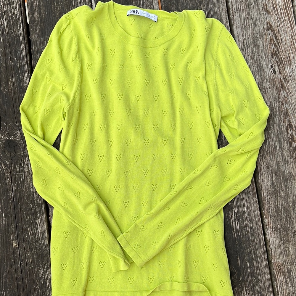 Zara Lime Green Crew Neck Sweater
